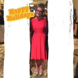 ASOS Red Midi Skater Dress with Sleeves S Small 4